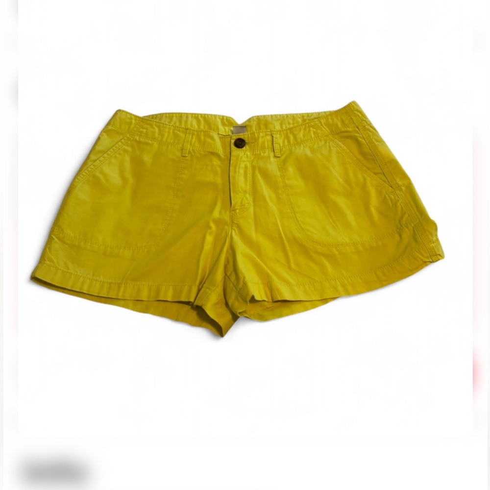Old Navy sz 8 bright Yellow Women's Shorts flat front midrise cotton summer neon